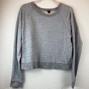 J. Crew Heather Gray Cropped Long Sleeve Shirt Top A132